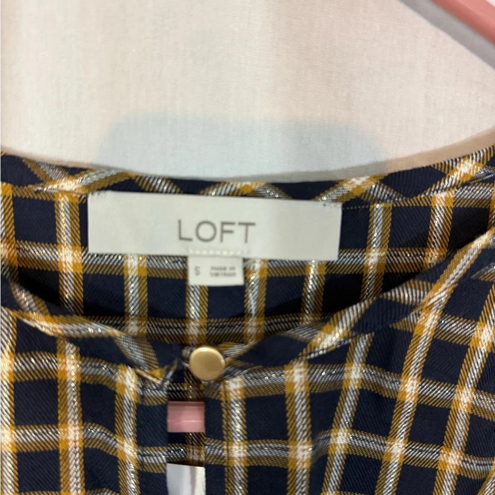 LOFT Navy and Beige Checkered Dress - Picture 5 of 8